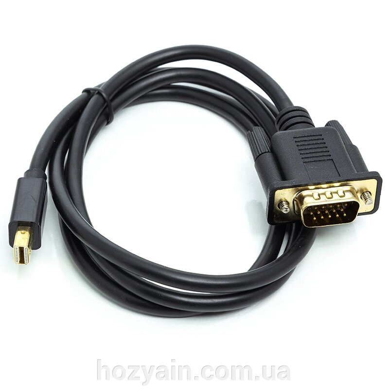 Відео кабель PowerPlant mini DisplayPort (M) - VGA (M), 1 м, чорний CA911998 від компанії hozyain. com. ua - фото 1