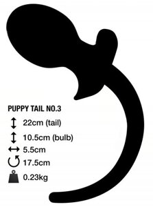 Анальна пробка з хвостом 5,5 см х 10,5 см + 22см Puppy Tail №3 Великобританія