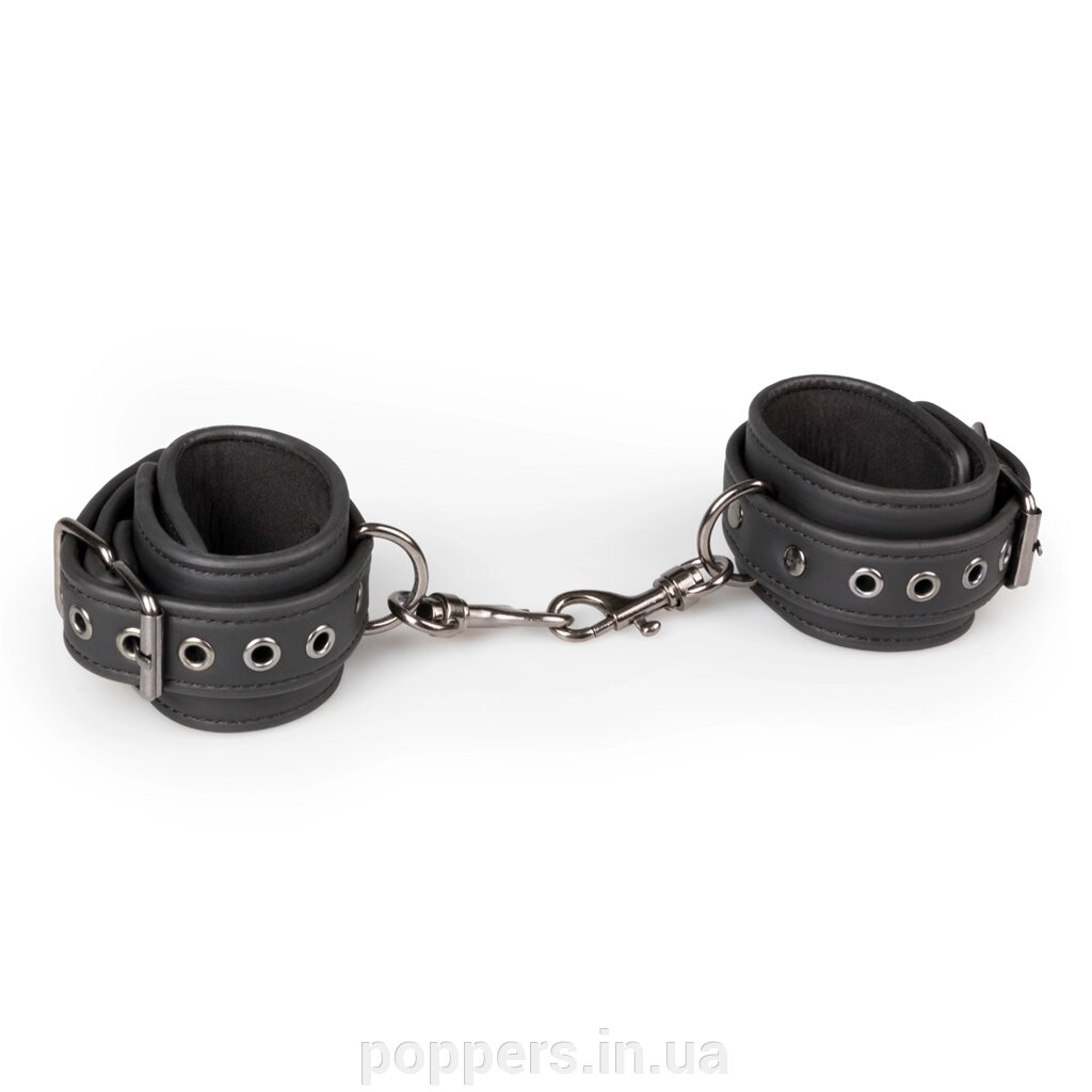 Чорні наручники / Black Faux Leather Handcuffs від компанії Попперс: інтернет-секс шоп - фото 1