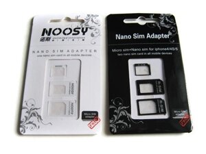 Nano, Micro Sim адаптер 3в1, перехідник Iphone 4 5