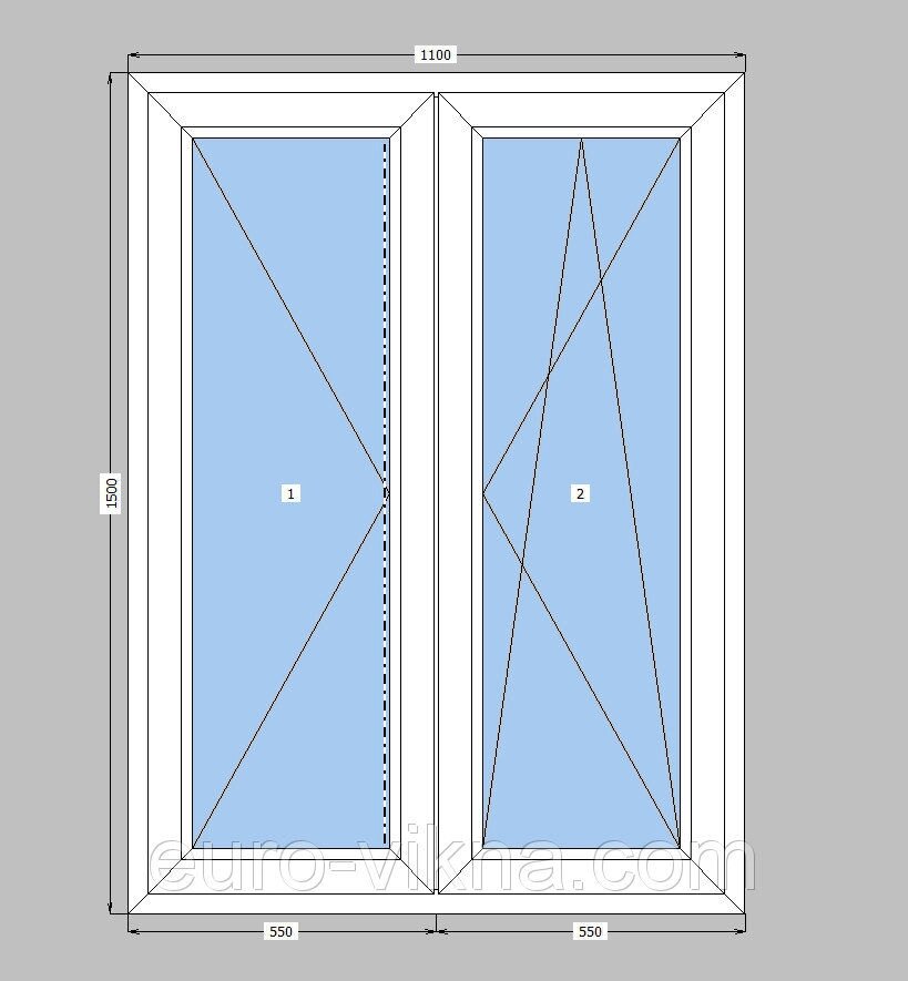 Штульпове вікно Rehau-70, двокамерний пакет, пластикове вікно Рехау-70 - знижка