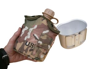 Фляга з кружкою US Вottle Multicam 1 л пластикова в чохлі