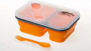 Контейнер для їжі силіконовий на 2 відсіки Tramp TRC-090-orange (900ml) з ловилкою