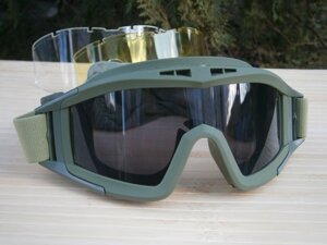 Захисні тактичні окуляри-маска ВМ-Тactic Olive зі змінним склом