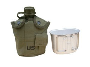 Фляга армійська "US Army bottle" 1 л пластикова з кружкою в чохлі. MiL-tec Німеччина.