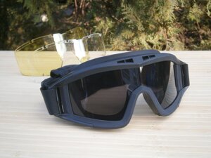 Захисні тактичні окуляри-маска ВМ-Тactic Black зі змінним склом