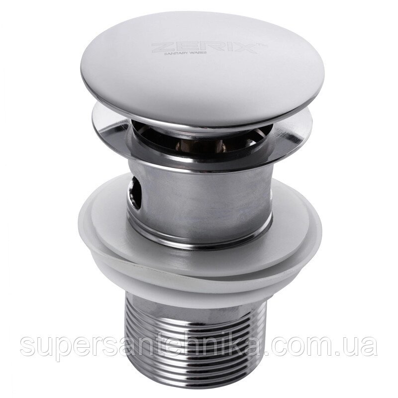 Донный клапан с переливом (кнопка) ZERIX LR65-2 ##от компании## Магазин SuperSantehnika - ##фото## 1