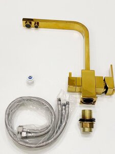 Змішувач для кухні з під'єднанням фільтрованої води Gold Epelli Duos D'oro