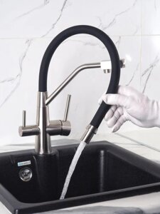 Змішувач для кухні та мийки Venta гнучкий з під'єднанням фільтра з очищеною водою й тримачем