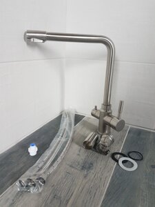 Змішувач для кухні з підключенням фільтрованої води Duo Flow Steel lux