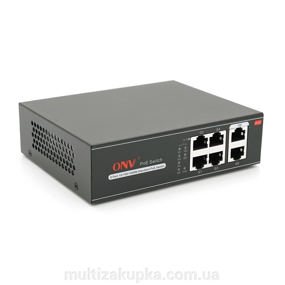 4х портовий PoE Full Gigabit комутатор ONV-H3064P, 4xPoe1000Мбіт + 2х1000 Мбіт, IEEE802.3af/at, загальна потужність 65 від компанії Mультізакупка - фото 1