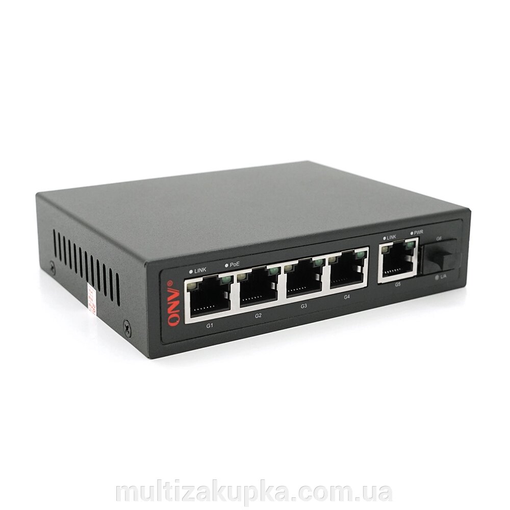 4х портовий PoE Full Gigabit комутатор ONV-POE33108PFG, 4xPoe1000Мбіт + 2х1000 Мбіт + 1хSFP 1000Мбіт, до 250м, від компанії Mультізакупка - фото 1