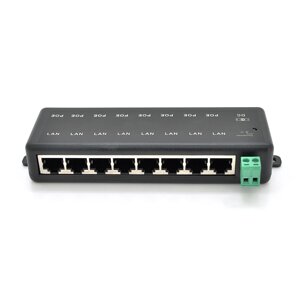 8-портовий POE-інжектор живлення, з 8xRJ45 портами Ethernet 10 / 100Мбит / с, IEEE802.3af / at, 12-48V, PIN45+78-