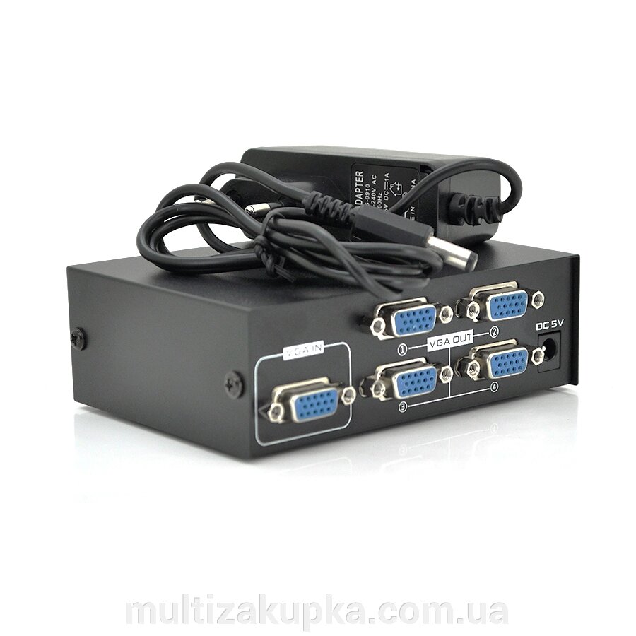 Активний спліттер VGA сигналу KV-FJ2504S 150MHz 4 Port, DC5V/2A від компанії Mультізакупка - фото 1