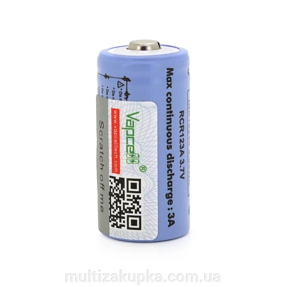 Акумулятор 16340/CR123 Li-Ion Vapcell T8 Button Top, 850mAh, 3A, 4.2/3.6/2.5V, Purple від компанії Mультізакупка - фото 1