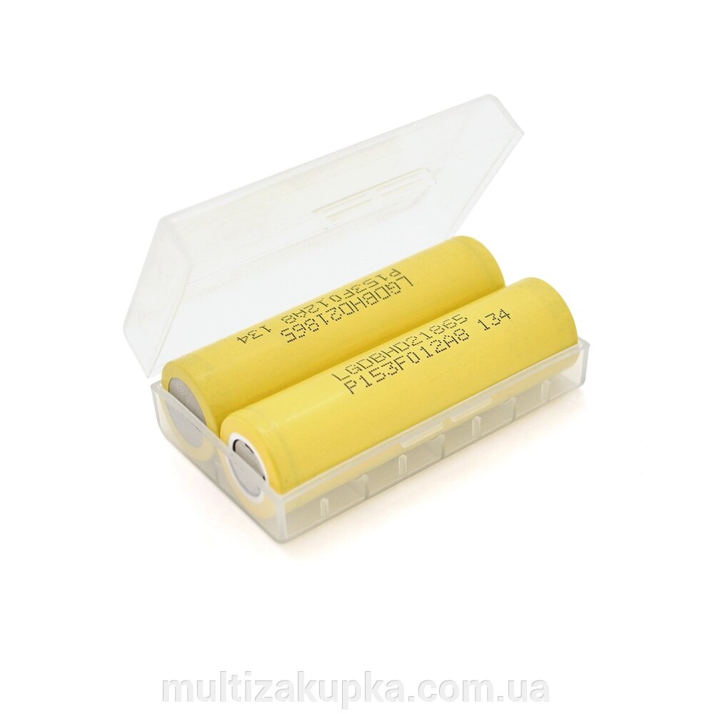 Акумулятор 18650 Li-Ion LG LGDBHE21865, 1600mAh, 20A, 4.2 / 3.6 / 2.5V,  Yellow, PVC BOX, 2 шт. в упаковці, ціна за 1 шт від компанії Mультізакупка - фото 1