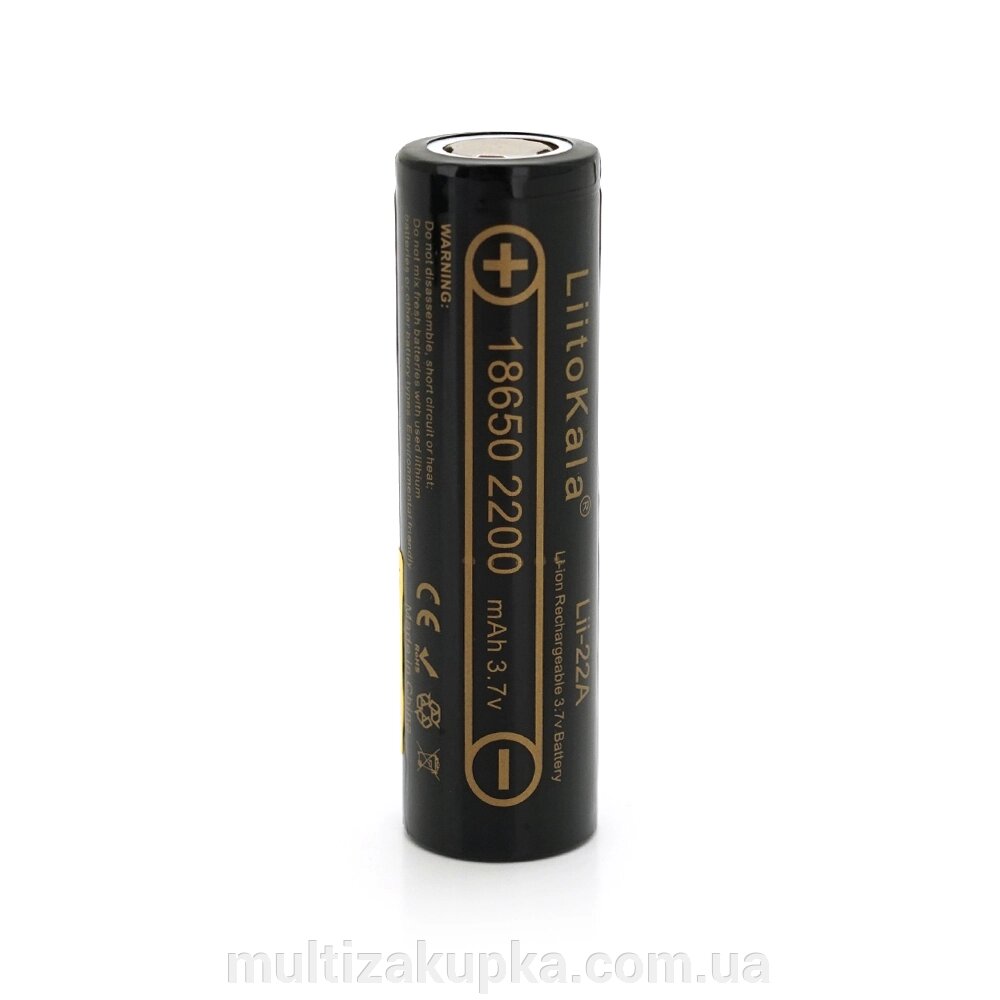 Акумулятор 18650 Li-Ion LiitoKala Lii-22A, 2200mah (2100-2300mah), 3.7V (2.75-4.2V), Black, PVC BOX Q2,  ціна за 1 шт від компанії Mультізакупка - фото 1