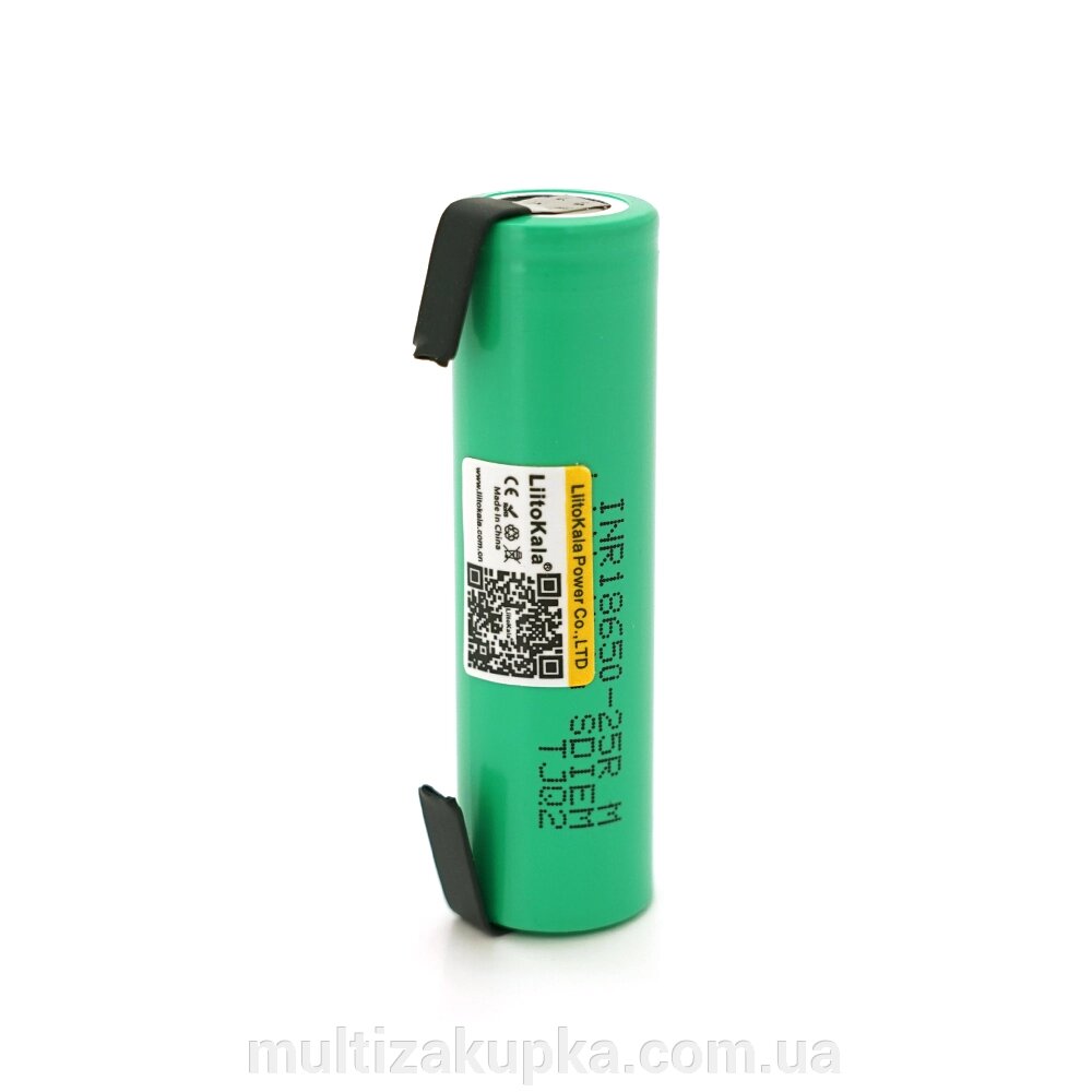 Акумулятор 18650 Li-Ion LiitoKala Lii-25R-N (Nickel), 2500mAh (2450-2650mAh), 3.7V (2.75-4.2V), Green, PVC BOX від компанії Mультізакупка - фото 1