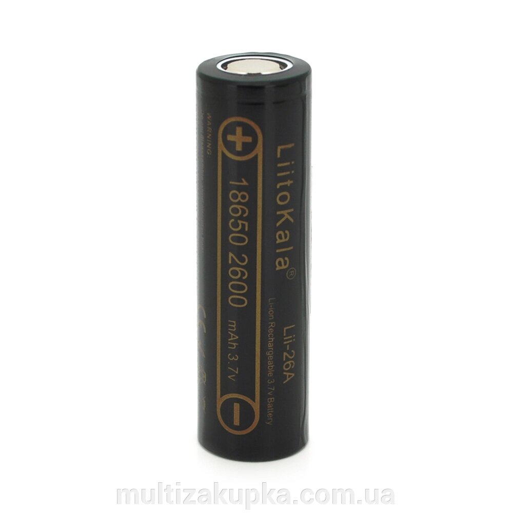 Акумулятор 18650 Li-Ion LiitoKala Lii-26A, 2600mah (2450-2650mah), 3.7V (2.75-4.2V), Black, PVC BOX Q2,  цiна за 1 шт від компанії Mультізакупка - фото 1