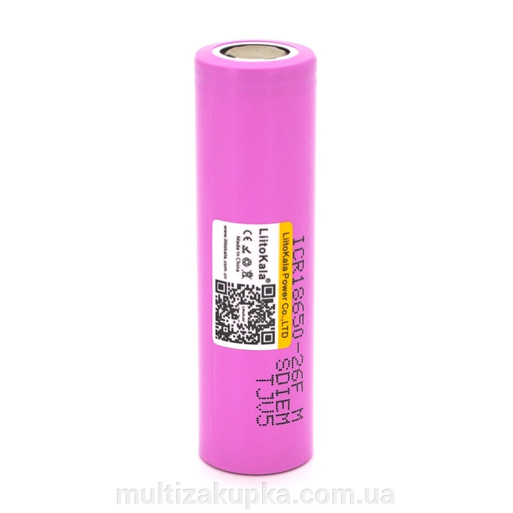 Акумулятор 18650 Li-Ion LiitoKala Lii-26FM, 2600mah (2450-2650mah), 3.7V (2.75-4.2V), Pink, PVC BOX від компанії Mультізакупка - фото 1