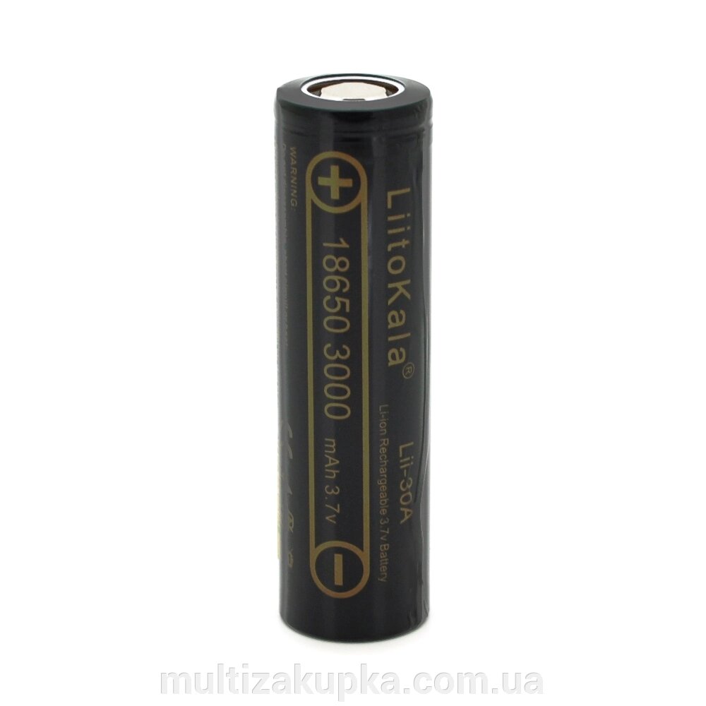 Акумулятор 18650 Li-Ion LiitoKala Lii-30A, 3000mah (2850-3250mah), 30A, 3.7V (2.75-4.2V), Black, PVC BOX Q2,  цiна за 1 від компанії Mультізакупка - фото 1