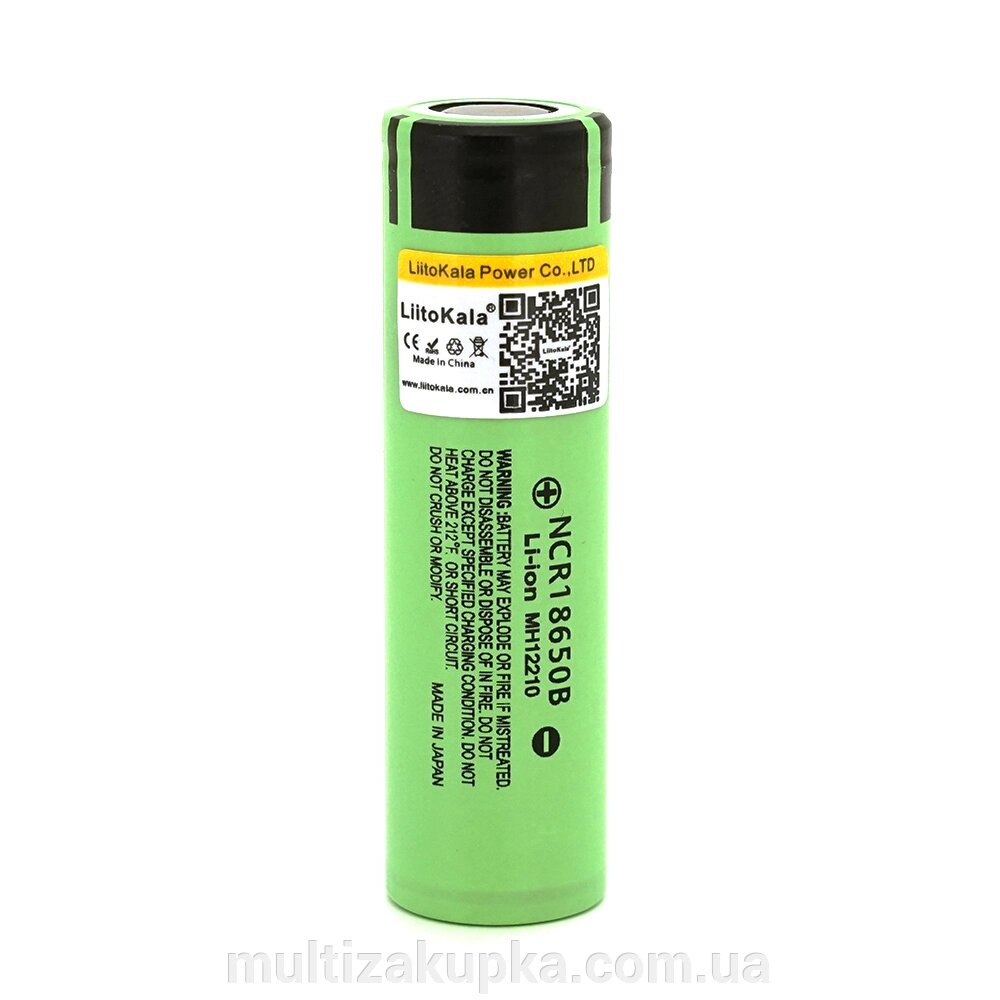 Акумулятор 18650 Li-Ion LiitoKala Lii-34B, 3400mAh (3200-3400mAh), 3.7V (2.75-4.2V), Green, PVC BOX від компанії Mультізакупка - фото 1