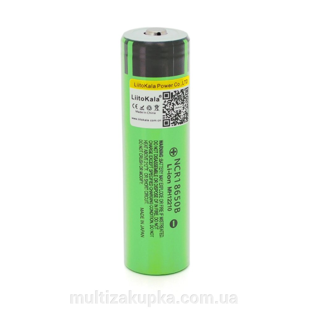 Акумулятор 18650 Li-Ion LiitoKala Lii-34B-JT, 3400mAh (3200-3400mAh), 3.7V (2.75-4.2V), Green, PVC BOX від компанії Mультізакупка - фото 1