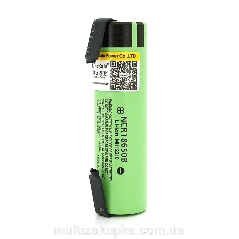 Акумулятор 18650 Li-Ion LiitoKala Lii-34B-N, 3400mAh (3200-3400mAh), 3.7V (2.75-4.2V), Green, PVC BOX від компанії Mультізакупка - фото 1