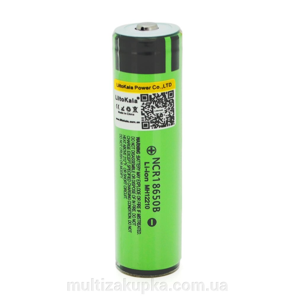 Акумулятор 18650 Li-Ion LiitoKala Lii-34B-PCB, 3400mAh (3200-3400mAh), 3.7V (2.75-4.2V), Green, PVC BOX від компанії Mультізакупка - фото 1