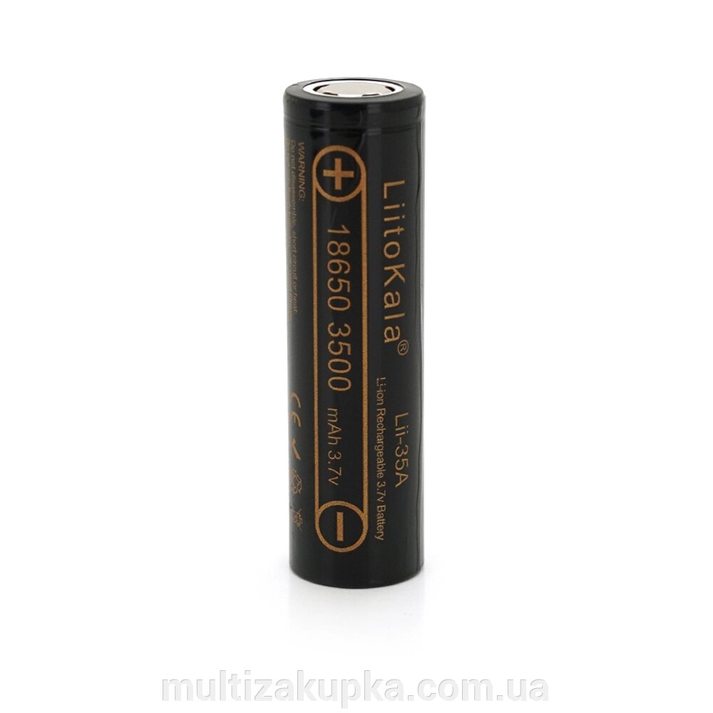 Акумулятор 18650 Li-Ion LiitoKala Lii-35A, 3500mah (3550-3650mah）, 3.7V (2.75-4.2V), Black, PVC BOX Q2,  цiна за 1 шт від компанії Mультізакупка - фото 1