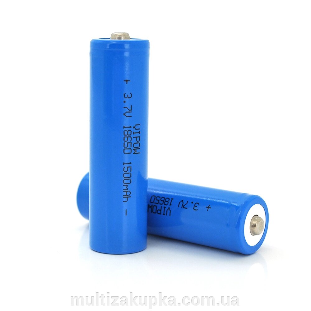 Акумулятор 18650 Li-Ion Vipow ICR18650 TipTop, 1500mAh, 3.7V, Blue Q50/500 від компанії Mультізакупка - фото 1