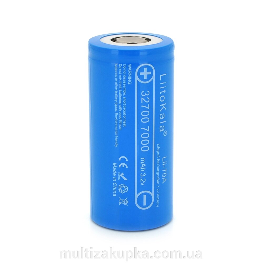 Акумулятор 32700 LiFePO4 LiitoKala Lii-70A, 7000mAh (6500-7000mAh, 30A, 3.2V (2.5-3.65V), Blue, PVC від компанії Mультізакупка - фото 1