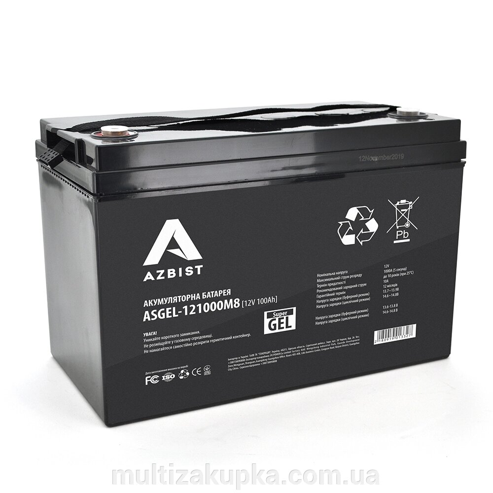 Акумулятор AZBIST Super GEL ASGEL-121000M8, Black Case, 12V 100.0Ah ( 329 x 172 x 215 ) Q1/36 від компанії Mультізакупка - фото 1