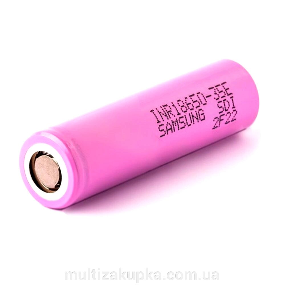 Акумулятор Li-Ion 18650 Samsung INR18650-35E, 3500mAh, 8A, 4.2/3.6/2.5V, PINK, 2 шт в упаковці, ціна за 1 шт від компанії Mультізакупка - фото 1