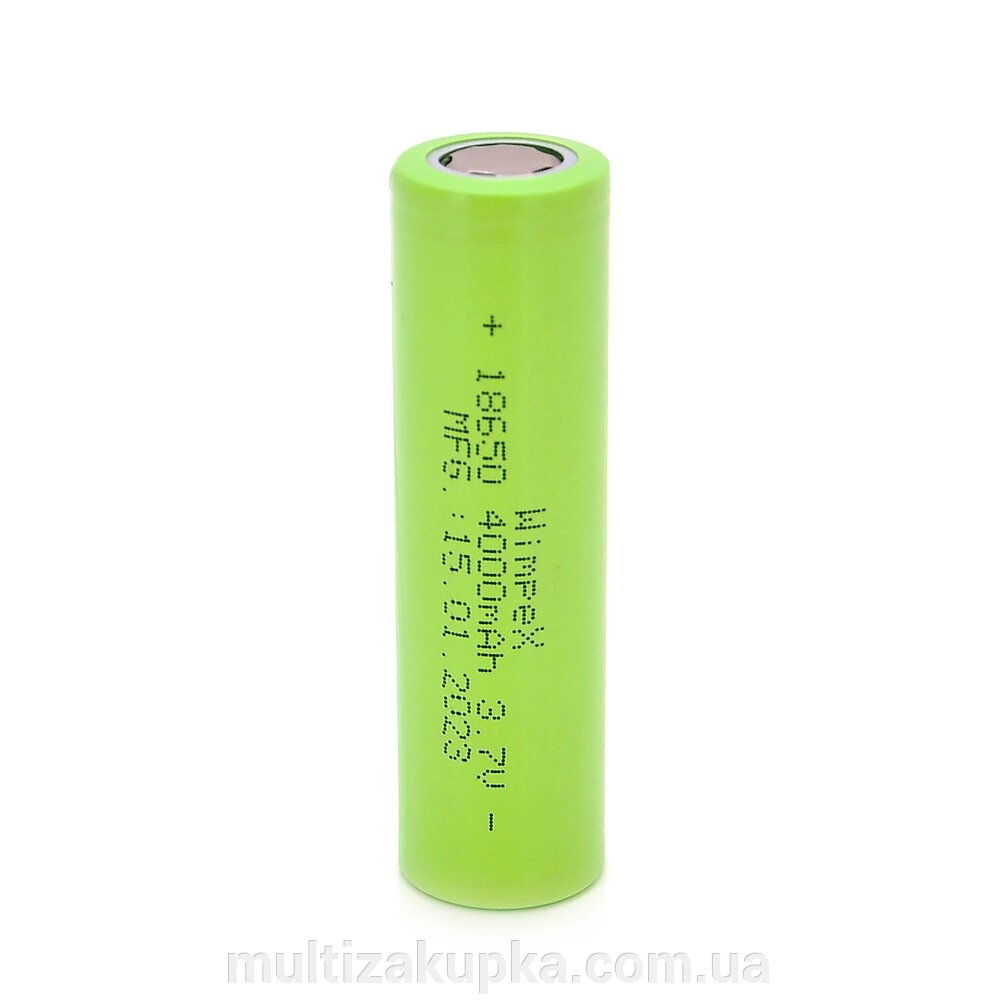 Акумулятор WMP-4000 18650 Li-Ion Flat Top, 2000mAh, 3.7V, Green від компанії Mультізакупка - фото 1