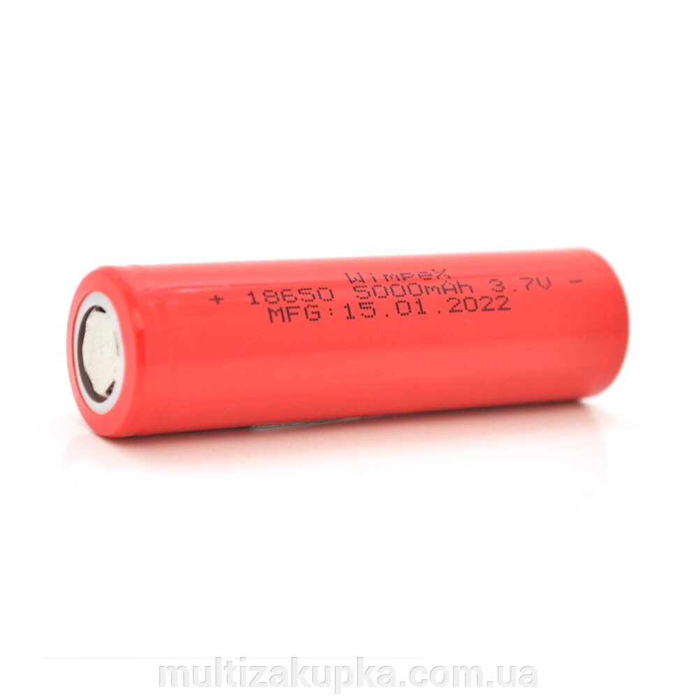 Акумулятор WMP-5000 18650 Li-Ion Flat Top, 2000mAh, 3.7V, Red від компанії Mультізакупка - фото 1