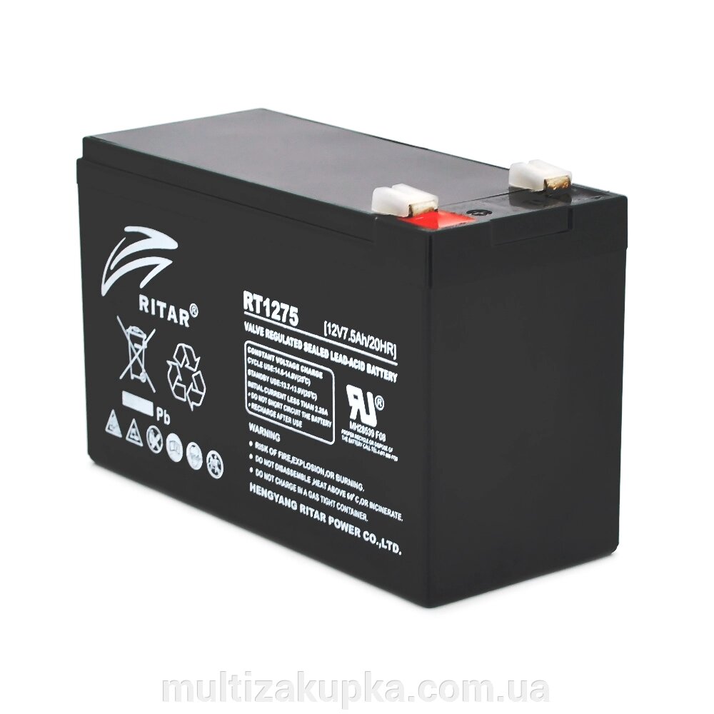 Акумуляторна батарея AGM RITAR RT1275B, Black Case, 12V 7.5Ah ( 151 х 65 х 94 (100) ) Q10 від компанії Mультізакупка - фото 1