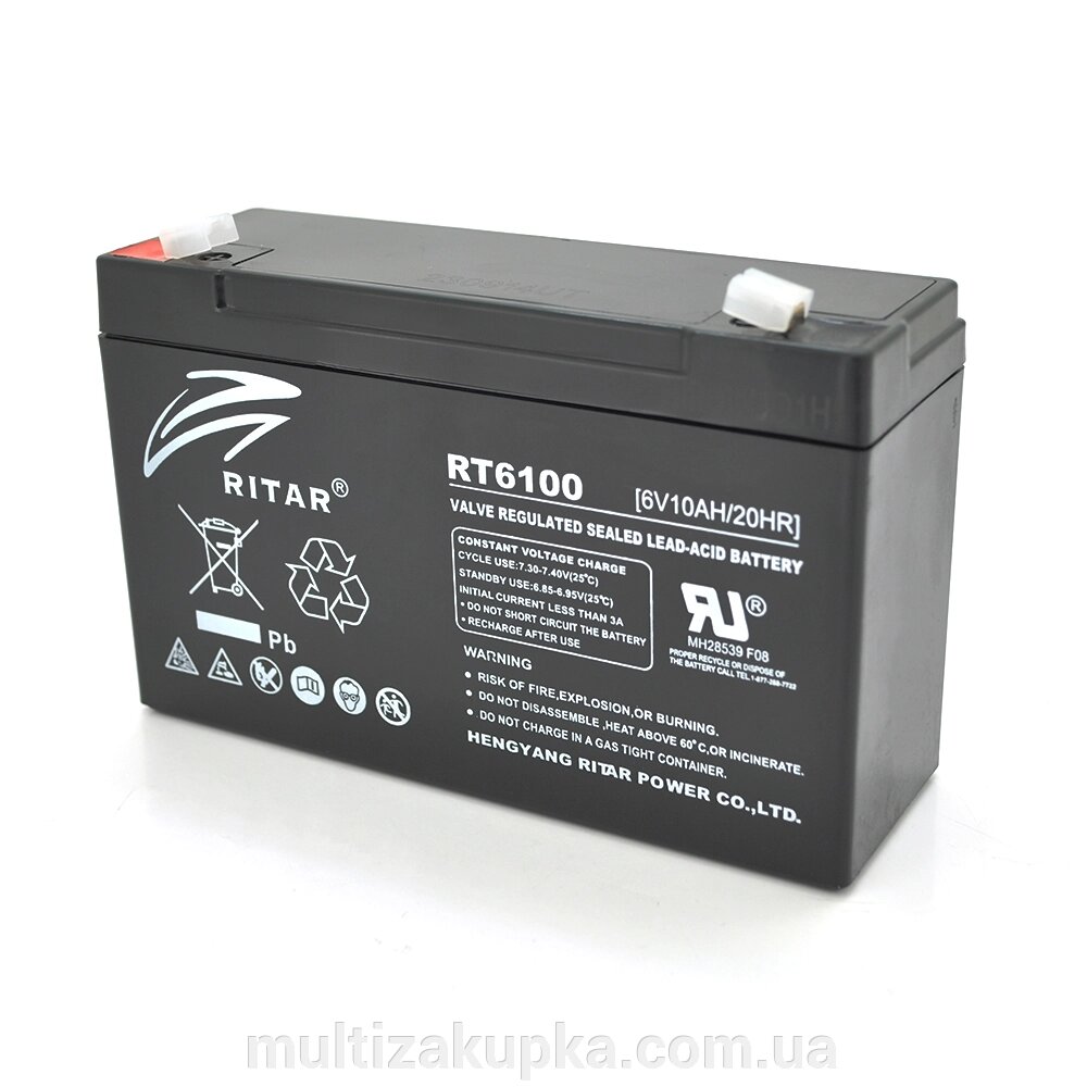 Акумуляторна батарея AGM RITAR RT6100, Black Case, 6V 10Ah (150 х 50 х 93 (99)) Q10 від компанії Mультізакупка - фото 1