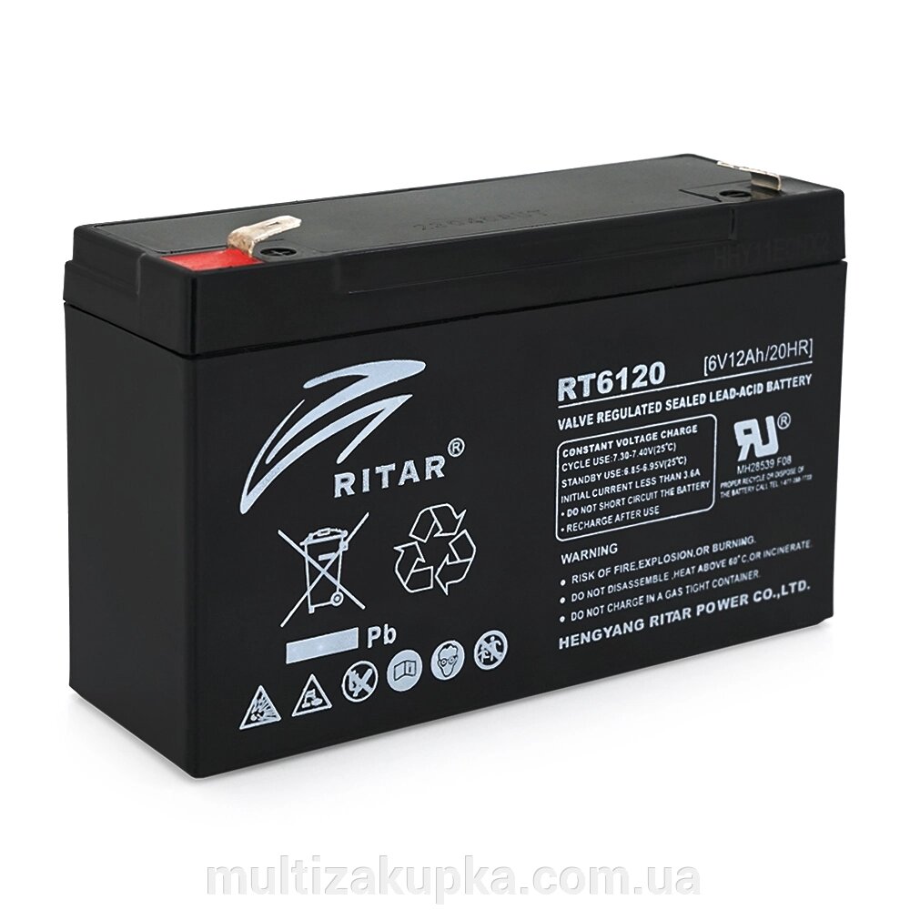 Акумуляторна батарея AGM RITAR RT6120A, Black Case, 6V 12Ah ( 150 х 50 х 93 (99) ) Q10 від компанії Mультізакупка - фото 1