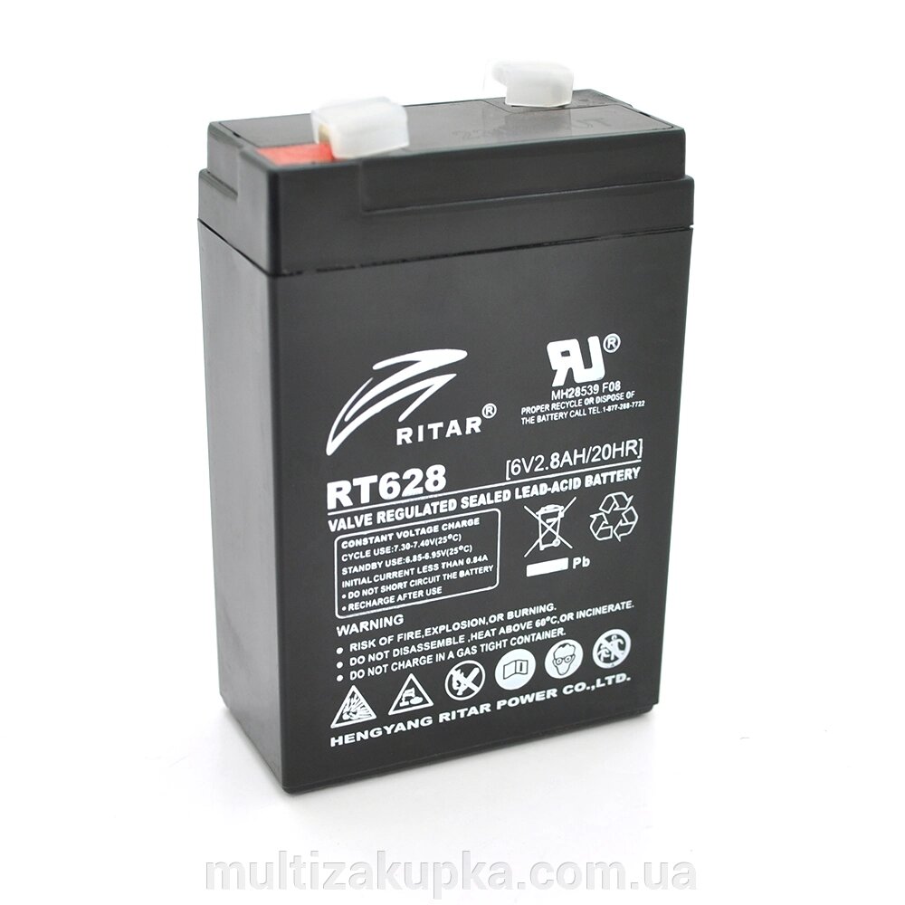 Акумуляторна батарея AGM RITAR RT628, Black Case, 6V 2.8Ah (66х34х 97 (103)) Q25) від компанії Mультізакупка - фото 1