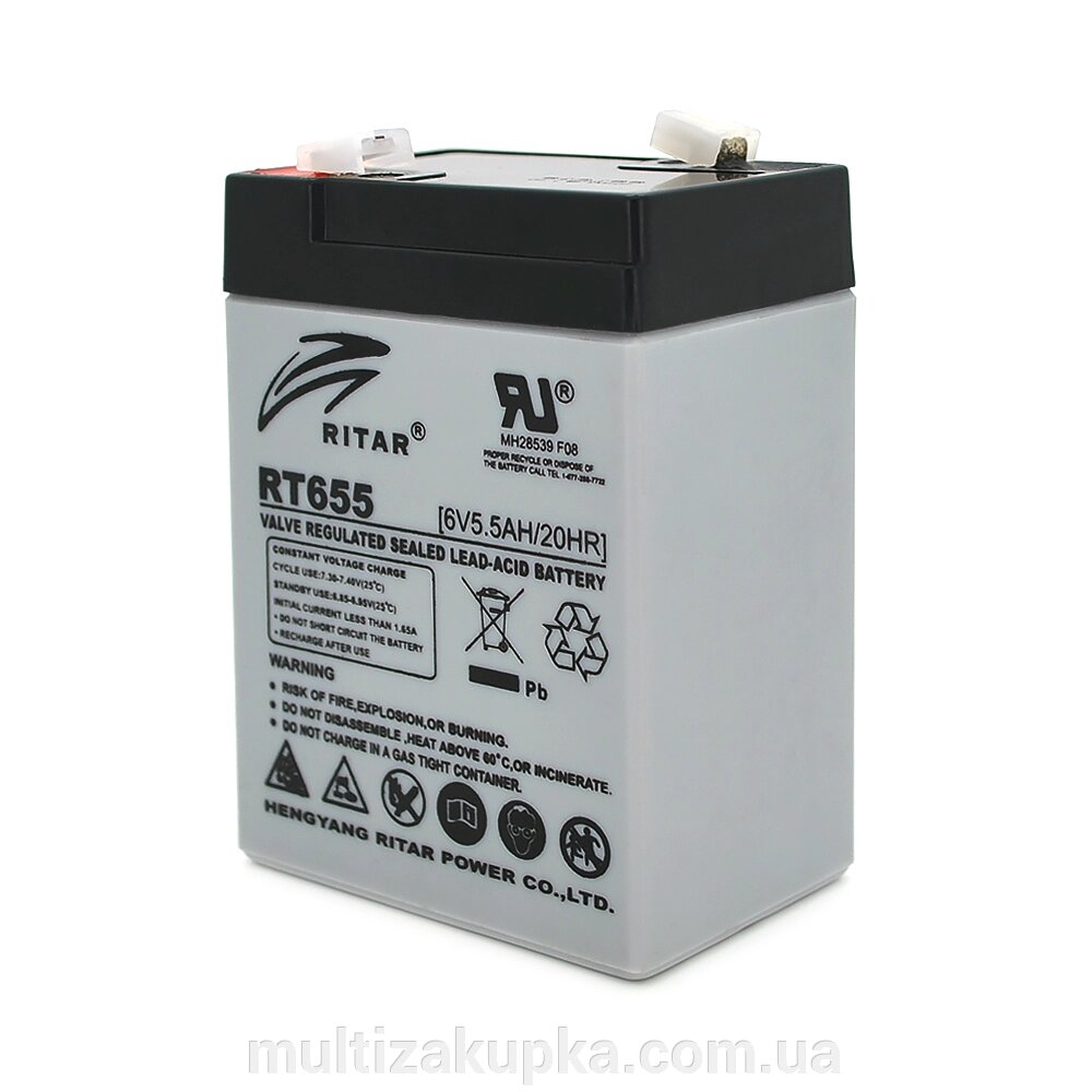 Акумуляторна батарея AGM RITAR RT655, Black Case, 6V 5.5Ah (70х47х99 (105)) Q20 від компанії Mультізакупка - фото 1