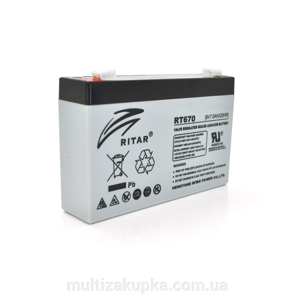 Акумуляторна батарея AGM RITAR RT670, Black Case, 6V 7.0Ah (151х34х94 (100)) Q20 від компанії Mультізакупка - фото 1