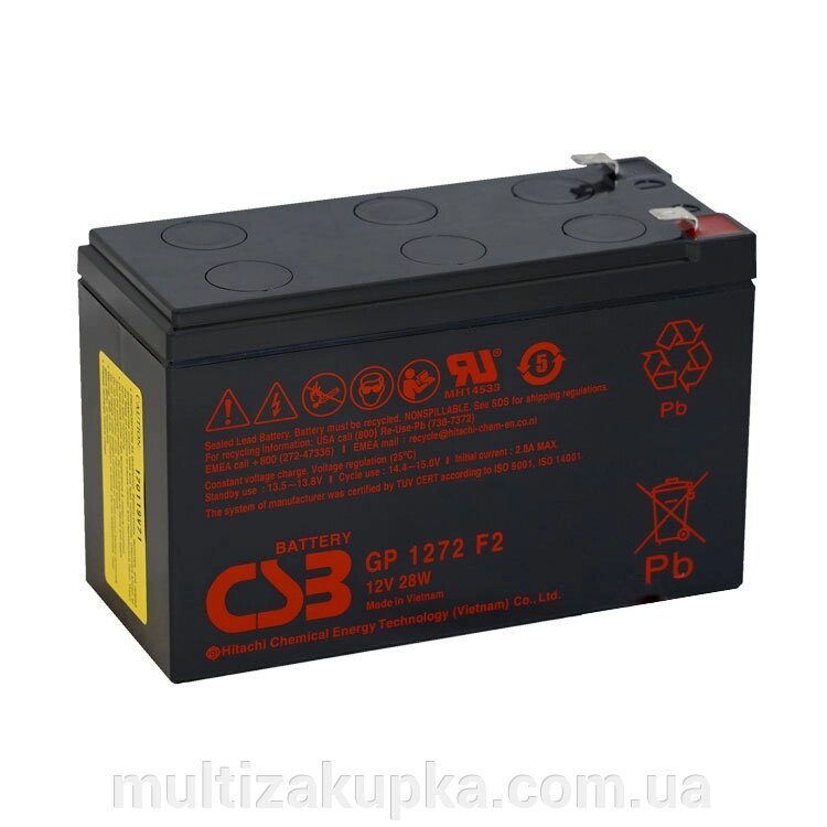 Акумуляторна батарея CSB GP1272F2, 12V 7,2Ah (151х65х100мм) 2,4 кг Q10/420 від компанії Mультізакупка - фото 1