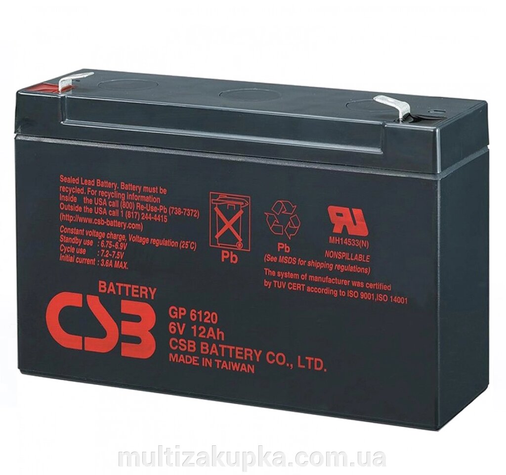 Акумуляторна батарея CSB GP6120, 6V 12Ah (150 x 50 x 95 (100)) Q10 від компанії Mультізакупка - фото 1