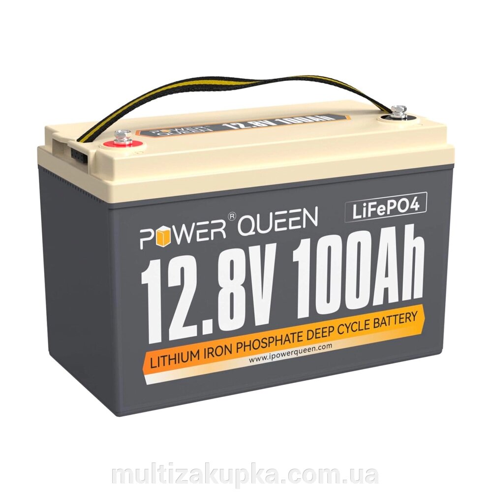 Акумуляторна батарея LiFePO4 Power Queen 12V 100Ah H190, 1280Wh, BMS 100A, 385*177*188мм від компанії Mультізакупка - фото 1