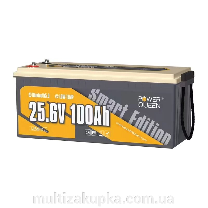 Акумуляторна батарея LiFePO4 Power Queen 24V 100Ah BT, 2560Wh, BMS 100A, 532*207*215мм від компанії Mультізакупка - фото 1