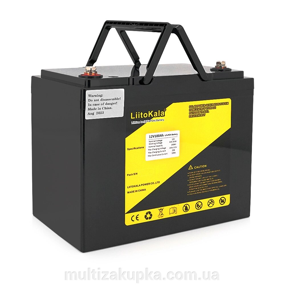 Акумуляторна батарея LiitoKala LiFePO4 12,0V 100Ah BMS (20/100A) (260*170*215mm), 9.5kg від компанії Mультізакупка - фото 1