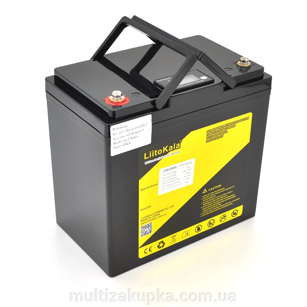 Акумуляторна батарея LiitoKala LiFePO4 24V (29,2V) 30Ah BMS (10(50)/100A) з LCD дисплеєм (260*170*215mm), 5.5kg від компанії Mультізакупка - фото 1