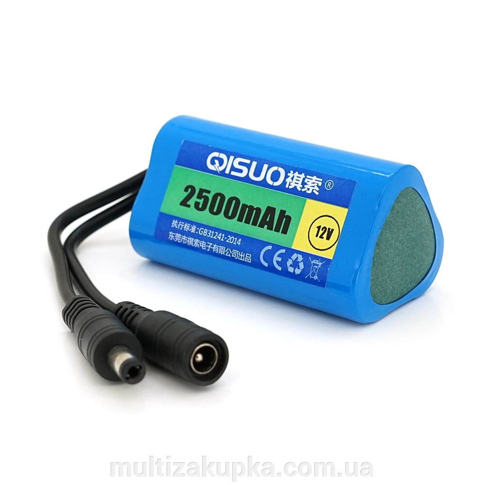 Акумуляторна батарея літієва QiSuo 12V 2.2A з елементами Li-ion 18650, DC5.5x2.1, (37x37x67mm) від компанії Mультізакупка - фото 1