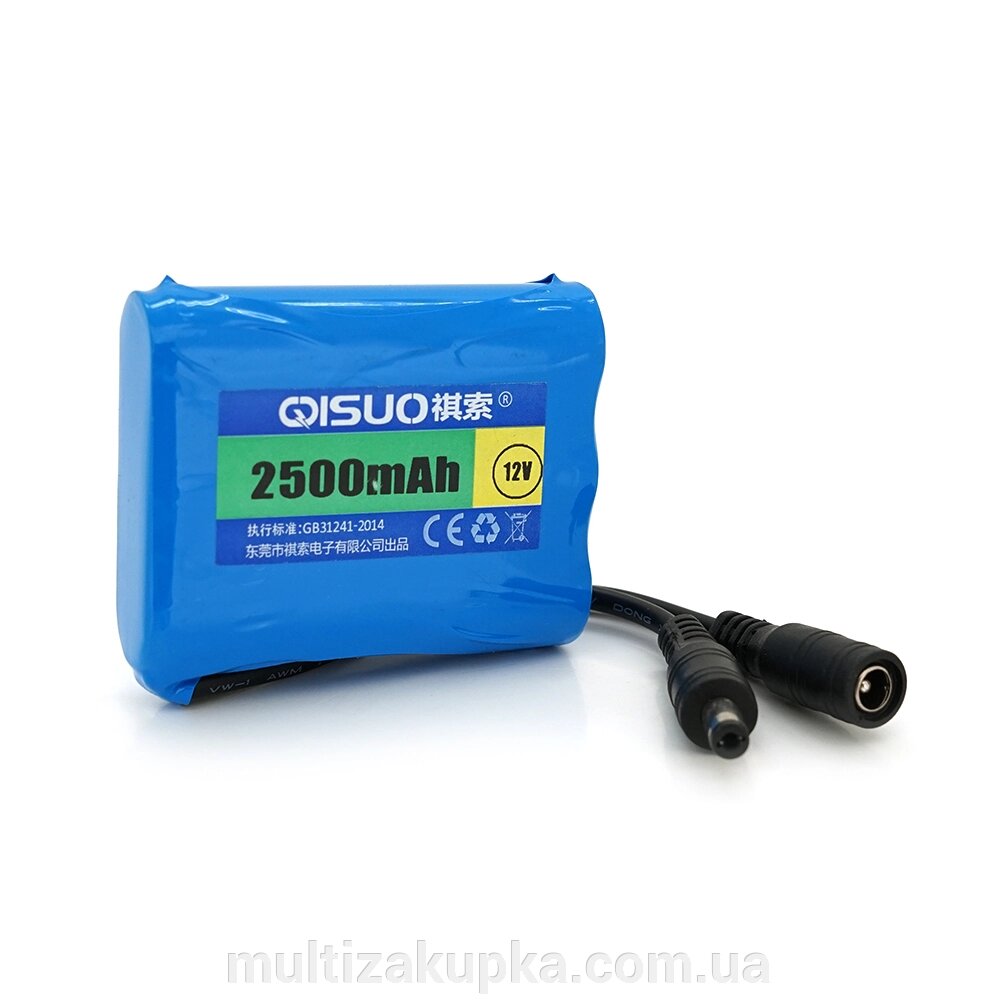 Акумуляторна батарея літієва QiSuo 12V 2.5A з елементами Li-ion 18650, DC5.5x2.1, (56x20x70mm) від компанії Mультізакупка - фото 1